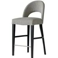 Modern Bar Stool with Footrest - Grey, Fabric