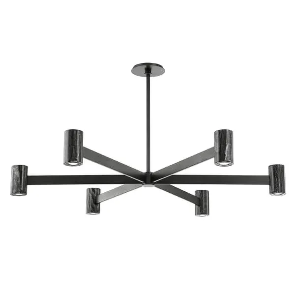 Modern Chandelier with Marble Shades - Black, Brass