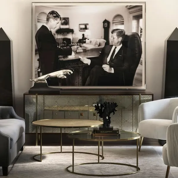Nested Coffee Table Set - Cream, Faux Shagreen