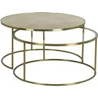 Nested Coffee Table Set - Cream, Faux Shagreen