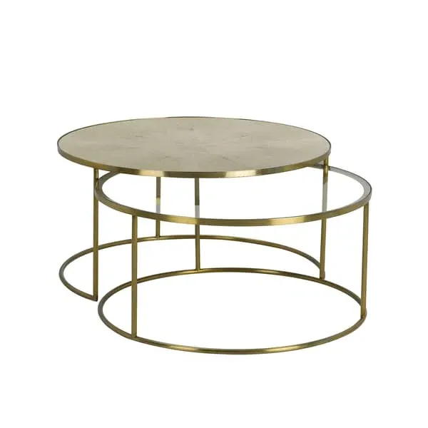 Nested Coffee Table Set - Cream, Faux Shagreen image