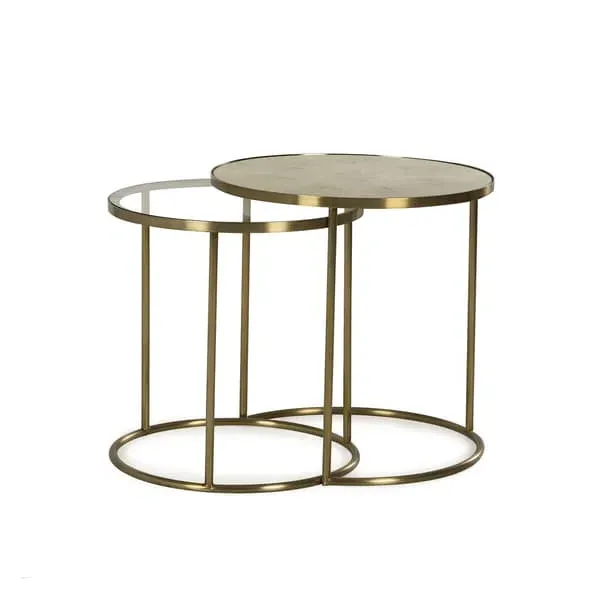 Nesting Side Tables Set - Brass, Glass