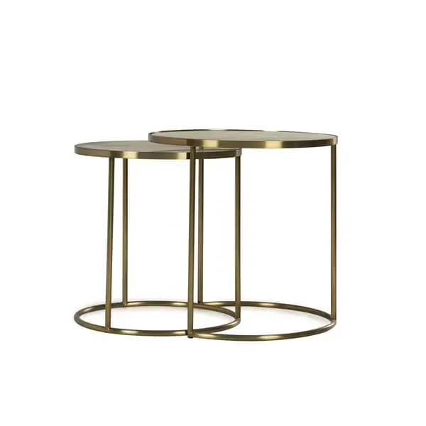 Nesting Side Tables Set - Brass, Glass