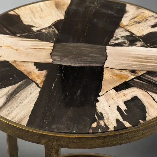 Nesting Side Tables Set - Brass, Wood