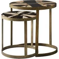 Nesting Side Tables Set - Brass, Wood