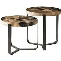 Nesting Side Tables Set - Natural, Petrified Wood