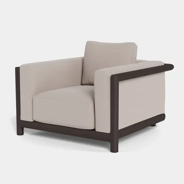 Outdoor Armchair with Cushion - Taupe, Aluminum