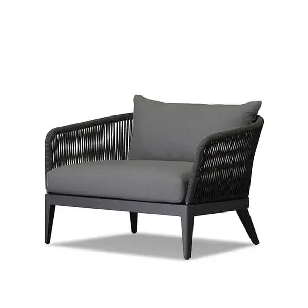 Outdoor Armchair with Cushions - Grey, Aluminium image