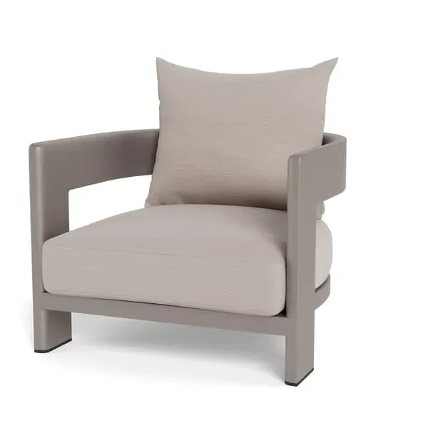 Outdoor Armchair with Cushions - Taupe, Aluminium image