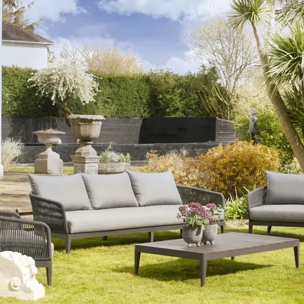 Outdoor Coffee Table Slatted - Grey, Aluminium