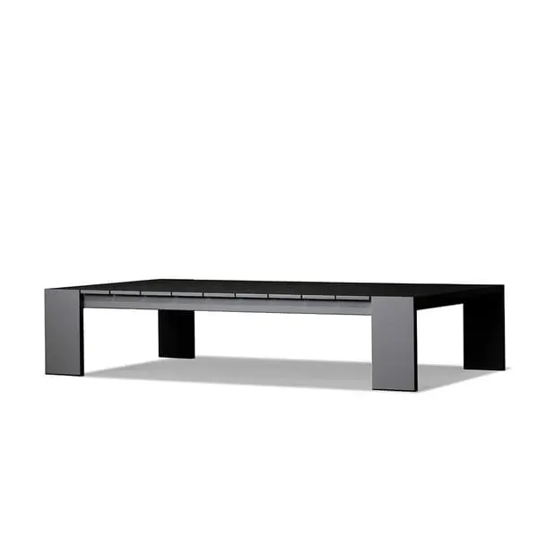 Outdoor Coffee Table with Slats - Grey, Aluminium