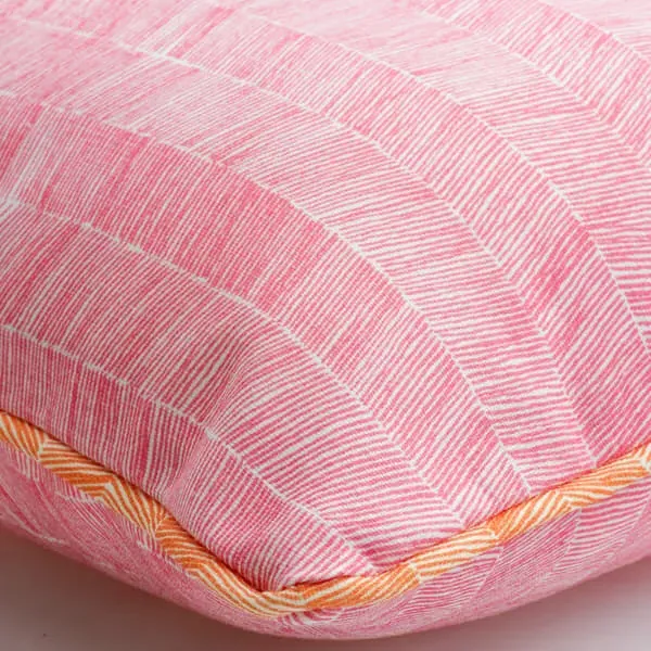 Outdoor Cushion with Herringbone Print - Pink