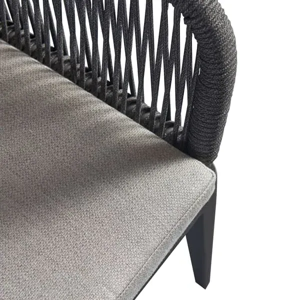 Outdoor Dining Chair with Cushions - Grey, Rope