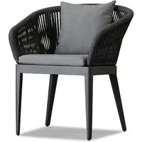 Outdoor Dining Chair with Cushions - Grey, Rope