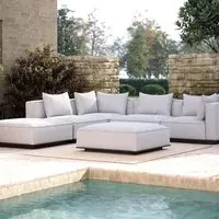 Outdoor Sectional Sofa with Scatter Cushions - Grey, Aluminium