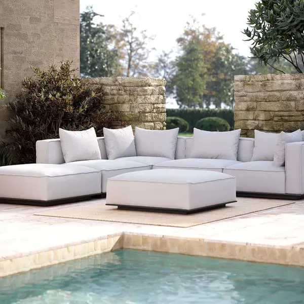 Outdoor Sectional Sofa with Scatter Cushions - Grey, Aluminium image