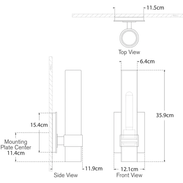 Outdoor Wall Light with Glass Cylinder - Brass, Metal