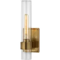 Outdoor Wall Light with Glass Cylinder - Brass, Metal