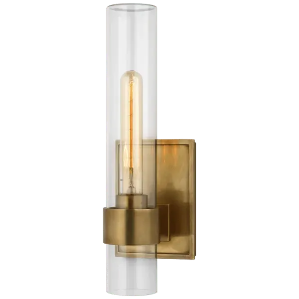 Outdoor Wall Light with Glass Cylinder - Brass, Metal