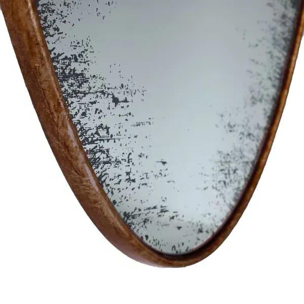 Oval Mirror with Distressed Edge - Bronze, Metal