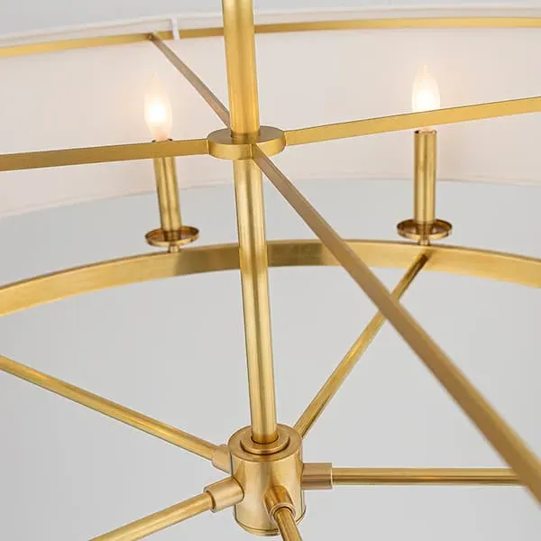 Oval Pendant Light with Drum Shade - Brass