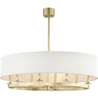 Oval Pendant Light with Drum Shade - Brass