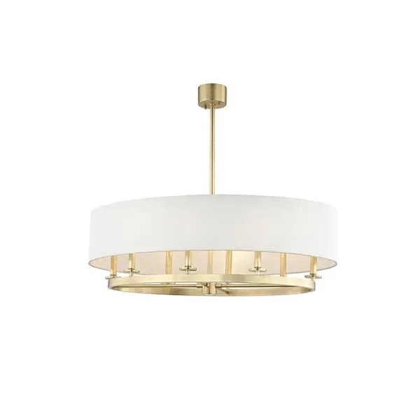 Oval Pendant Light with Drum Shade - Brass