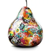 Pear Sculpture Graffiti Design - Multicolor, Resin