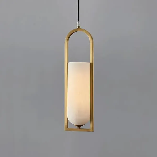 Pendant Light with Alabaster - Brass, Metal