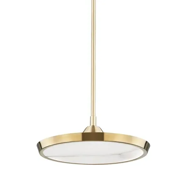 Pendant Light with Alabaster Disc - Brass