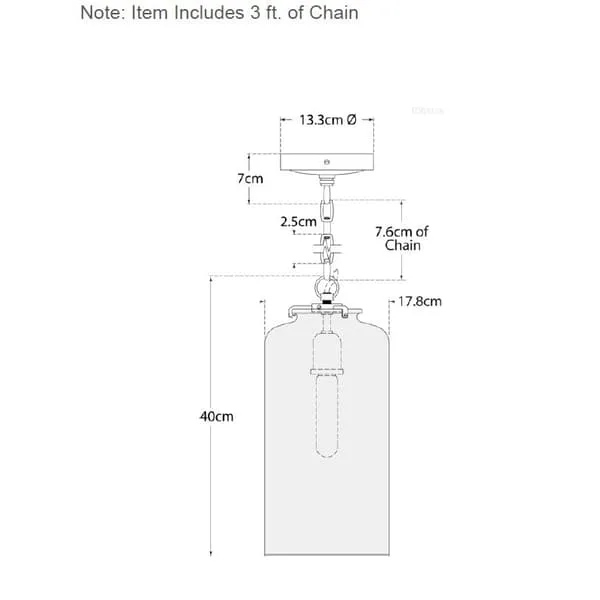 Pendant Light with Cylindrical Shade - Brass, Glass