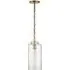 Pendant Light with Cylindrical Shade - Brass, Glass