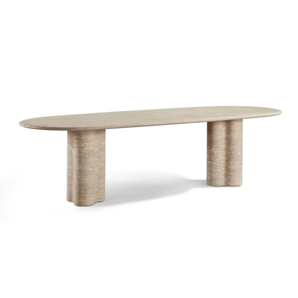 Pill Dining Table - Natural, Travertine