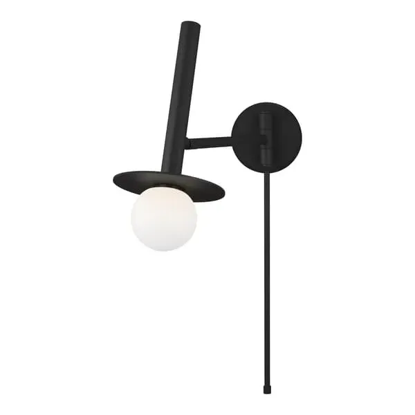 Pivot Wall Light with Globe - Black, Steel