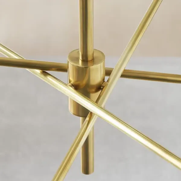 Radial Chandelier with Angular Arms - Brass, Metal