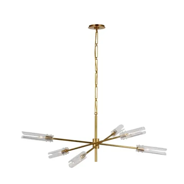 Radial Chandelier with Angular Arms - Brass, Metal