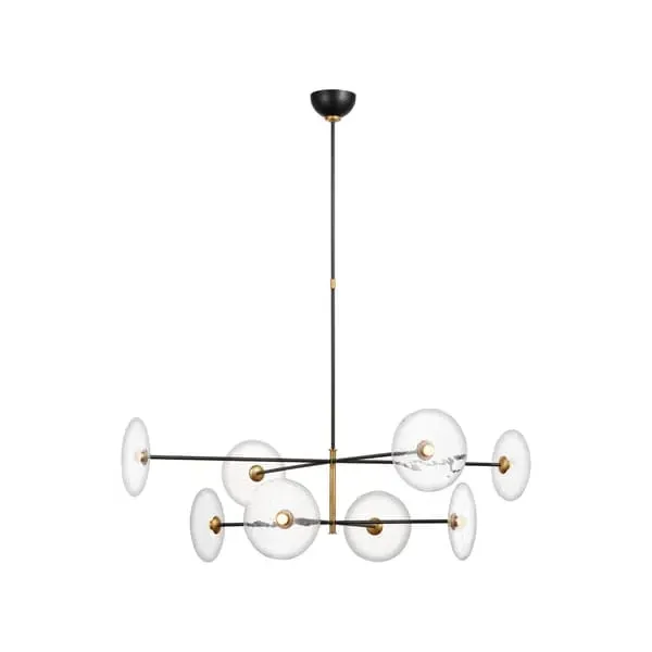 Radial Glass Disc Chandelier - Brass, Glass