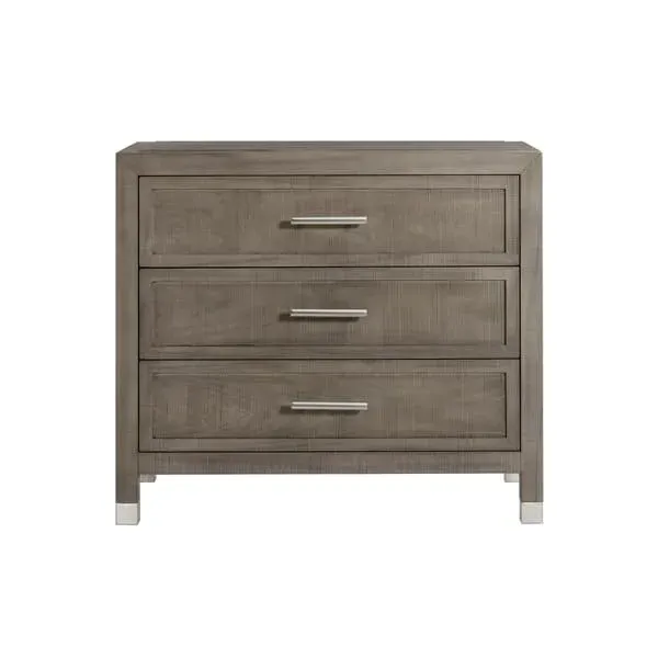 Raffles Nightstand with 3 Drawers - Grey, Ash Wood