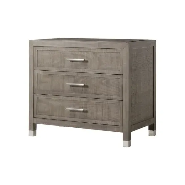 Raffles Nightstand with 3 Drawers - Grey, Ash Wood