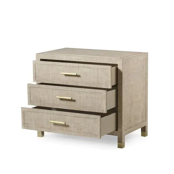 Raffles Nightstand with 3 Drawers - Natural, Ash Wood