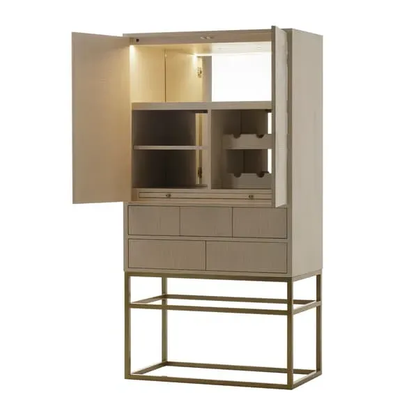 Reagan Bar Cabinet with LED Lighting - Two-Tone, Ash