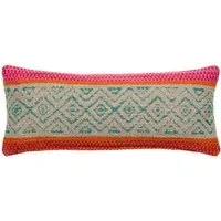 Rectangle Cushion with Stripes - Teal, Feather