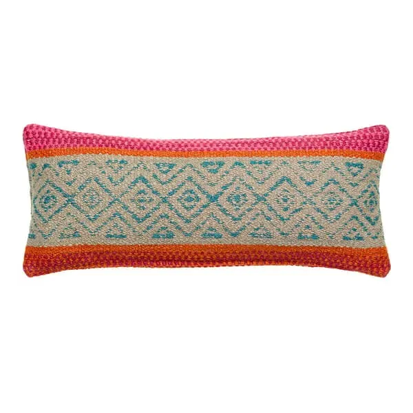 Rectangle Cushion with Stripes - Teal, Feather image