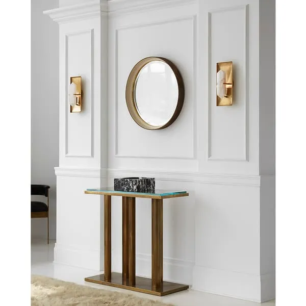 Rectangle Wall Light with Quartz - Brass
