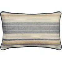 Rectangular Cushion with Embroidery - Denim, Linen