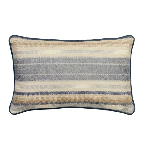 Rectangular Cushion with Embroidery - Denim, Linen image
