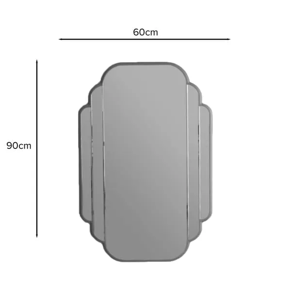 Rectangular Mirror with Art Deco Details - Gold, Metal