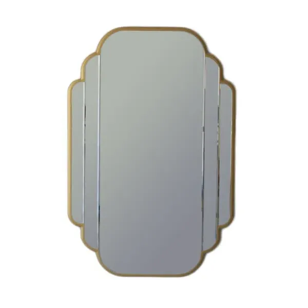Rectangular Mirror with Art Deco Details - Gold, Metal image