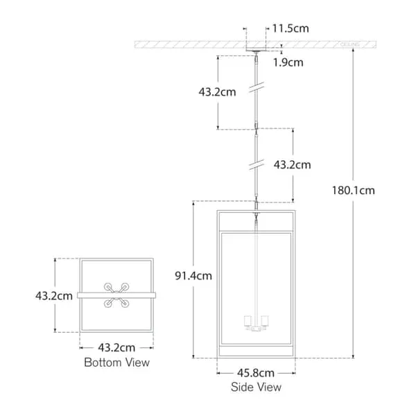 Rectangular Pendant Light - Nickel, Metal
