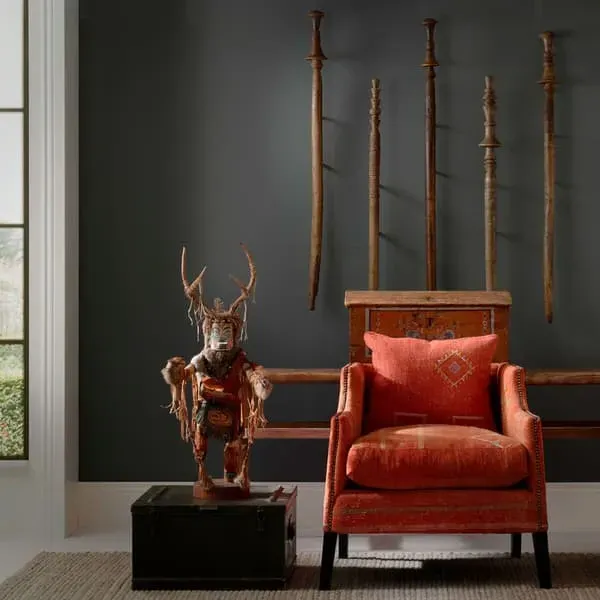 Regal Armchair Moroccan Pattern - Orange, Fabric